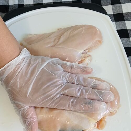 slice chicken breast in half